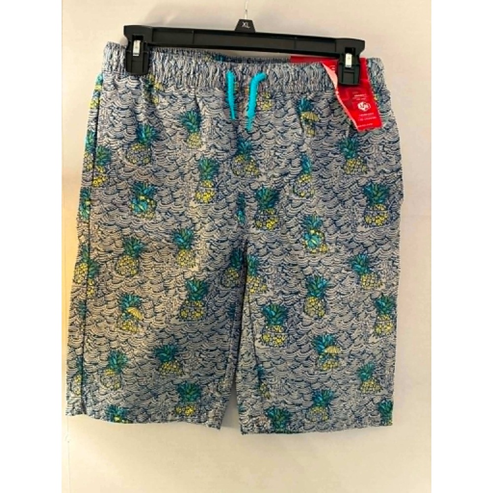 Unionbay Mens Pineapple Wave Print Cotton Shorts Blue Yellow Size L 14/16‎